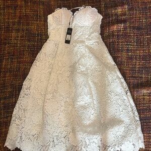 Fashion Nova White Lace Midi Dress